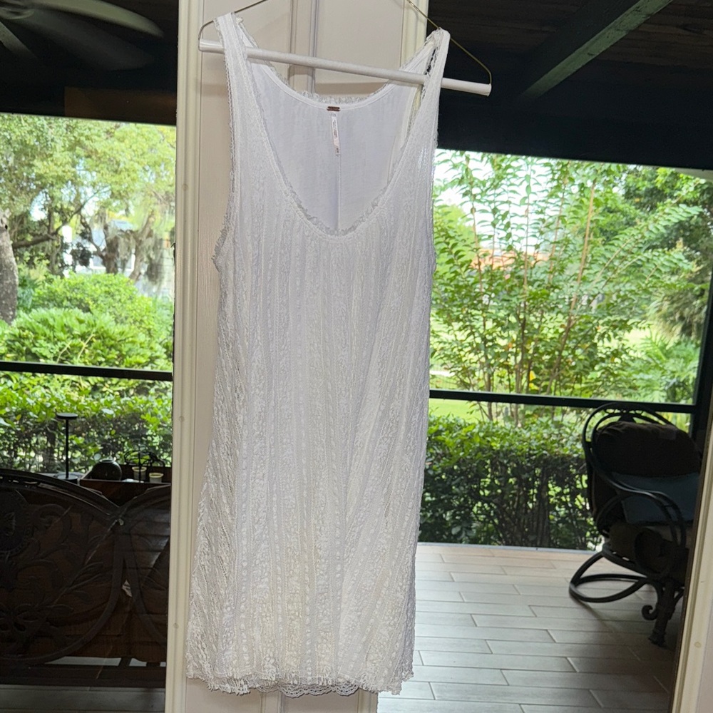 Free People White Lace  Sleeveless Dress